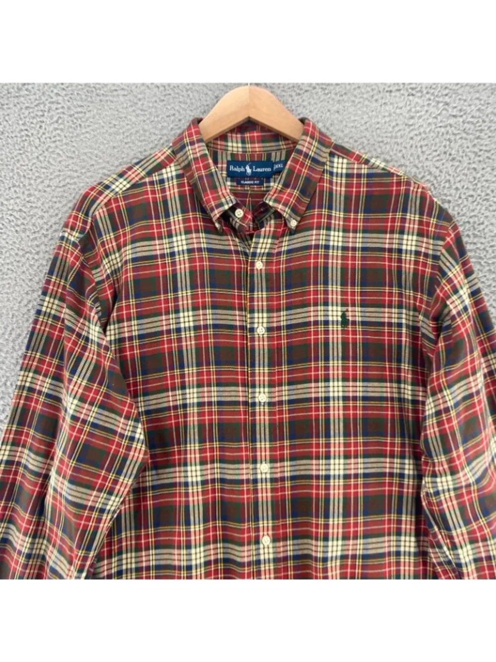 Polo Ralph Lauren Shirt Men XXL Classic Fit Red Plaid Cotton Flannel Long Sleeve